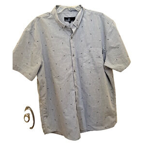 Molokai Surf Co. Men's Short Sleeve Button Down Shirt XXL Lightning Grey